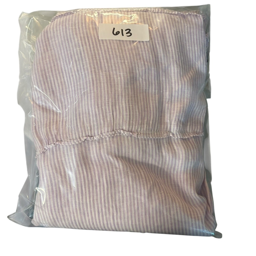 Hill House Home Ellie Nap Dress Lilac Stripe Linen Smocked Tiered Pockets XL - Picture 11 of 11